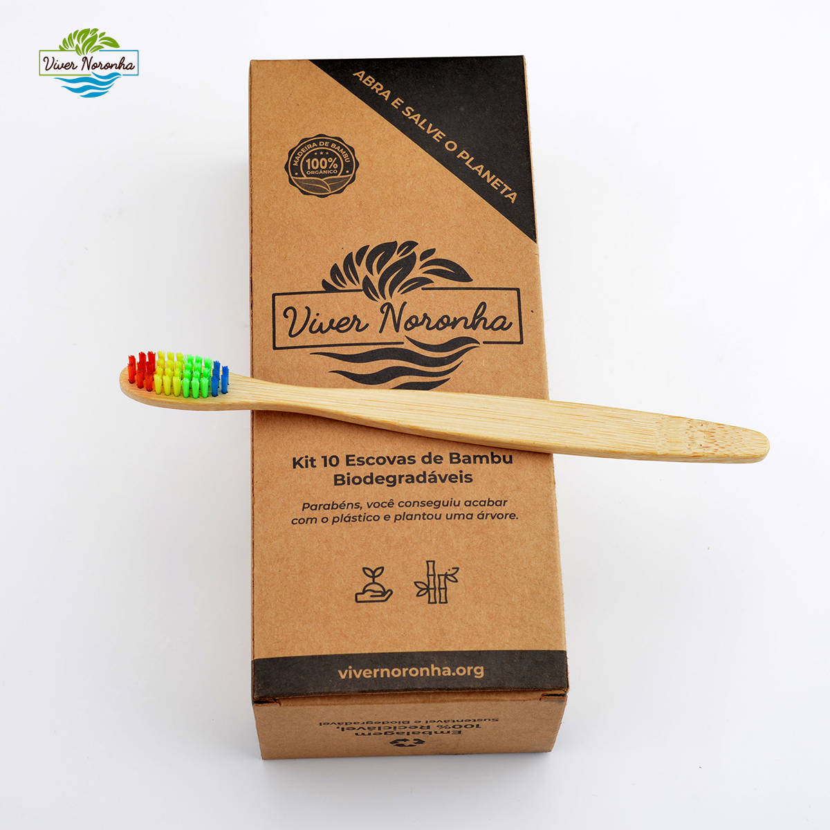5 Escovas de Bambu - Adulto - Frete Grátis