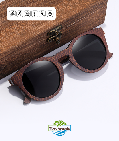 Óculos Redondo Black Bambu Viver Noronha - Frete Grátis