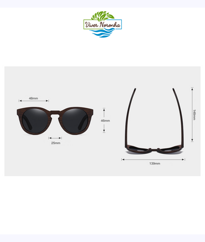 Óculos Redondo Black Bambu Viver Noronha - Frete Grátis