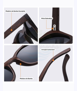 Óculos Redondo Black Bambu Viver Noronha - Frete Grátis