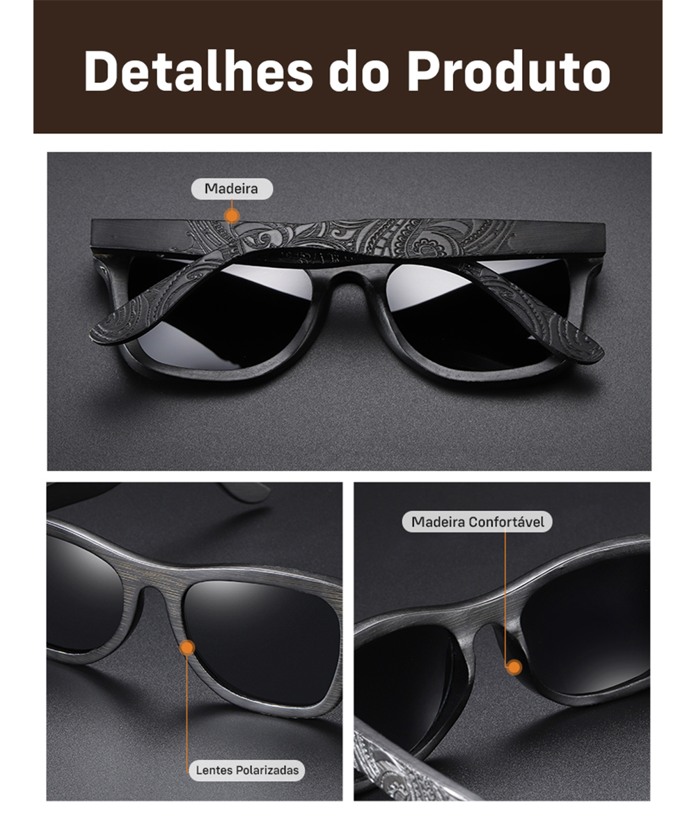 Óculos Bambu Black Viver Noronha - Frete Grátis