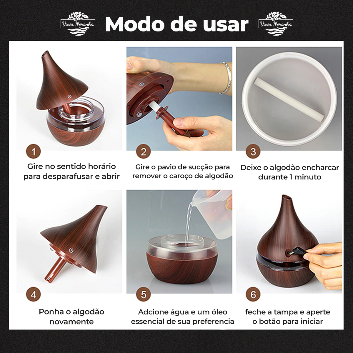 Kit Umidificador Madeira + 20 Filtros - Frete Grátis