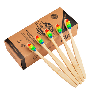 5 Escovas de Bambu - Adulto - Frete Grátis