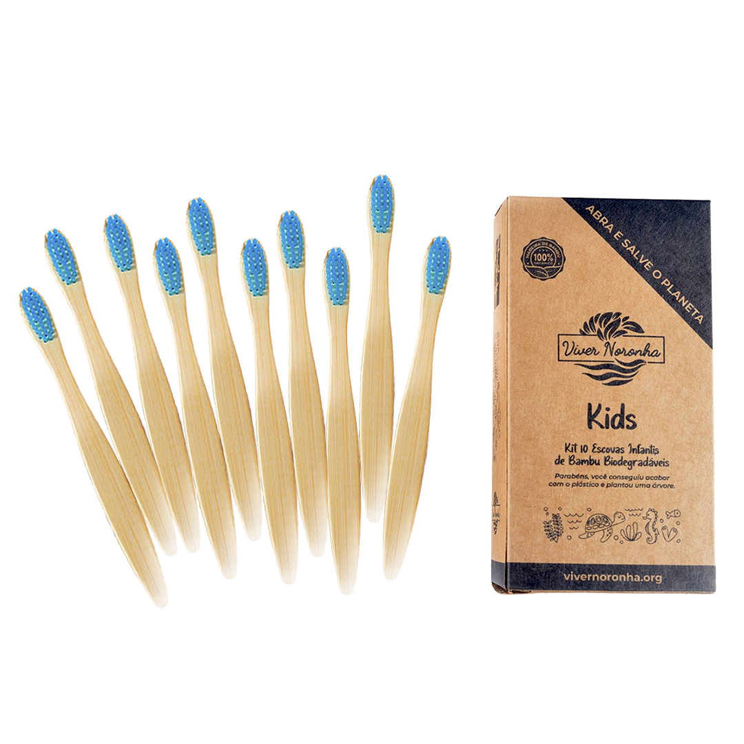 10 Escovas de Bambu - Infantil - Frete Grátis