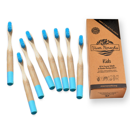 10 Escovas de Bambu Cilíndricas - Infantil - Frete Grátis