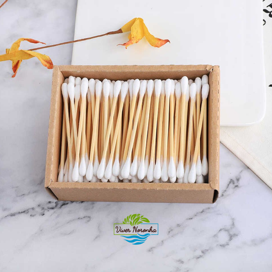 5 Caixas (1.000 Un.) Cotton Buds Biodegradáveis - Frete Grátis