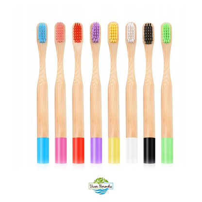 10 Escovas de Bambu Cilíndricas - Infantil - Frete Grátis