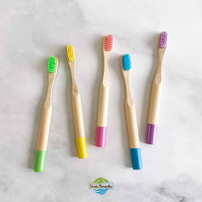 10 Escovas de Bambu Cilíndricas - Infantil - Frete Grátis