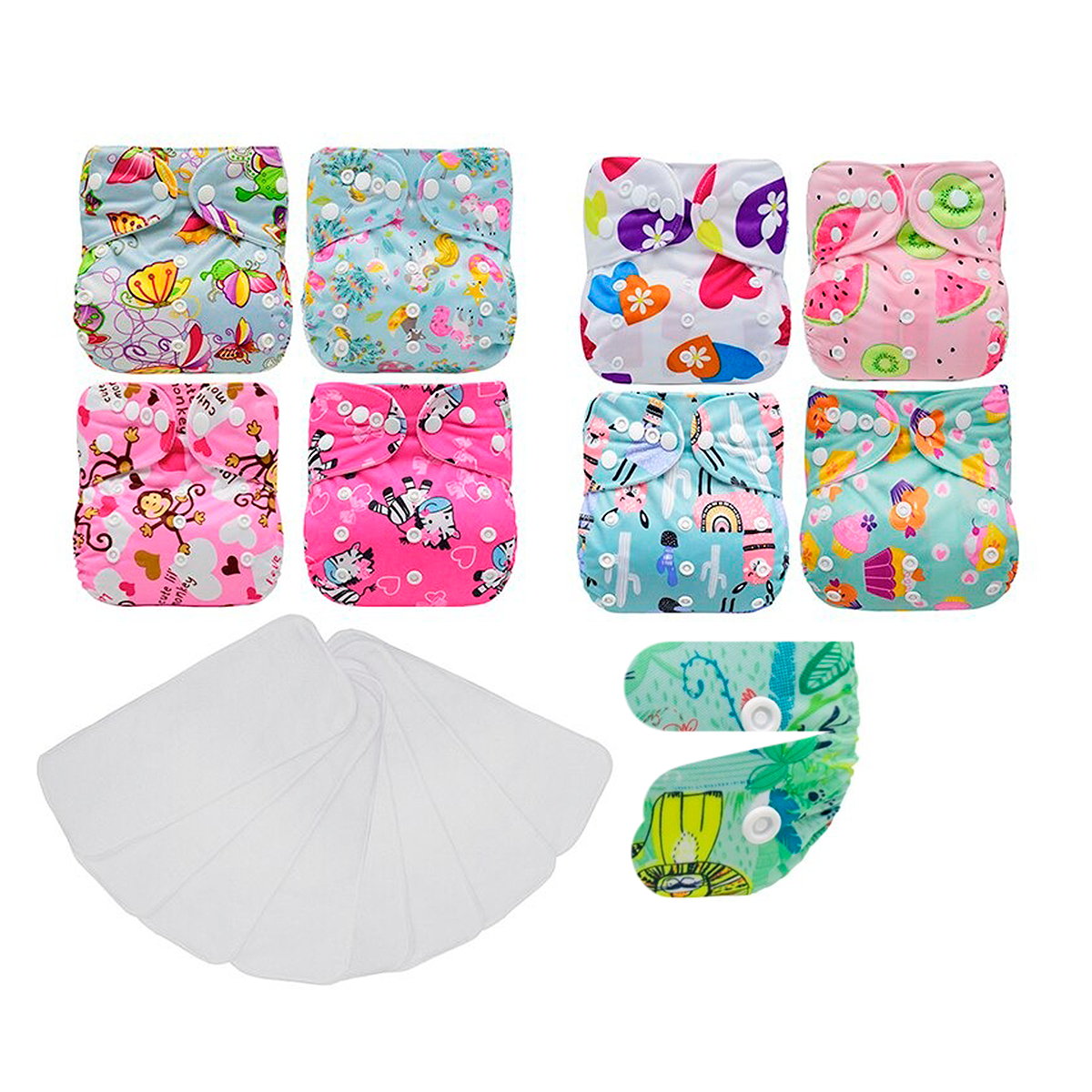 Kit 8 Fraldas Ecológicas + 4 Absorventes + Frete Grátis