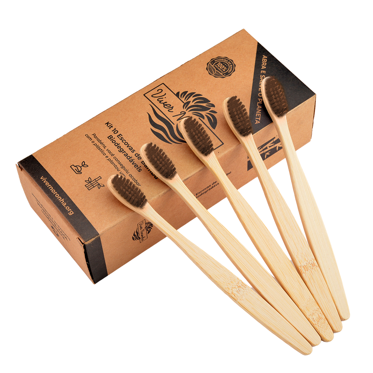 5 Escovas de Bambu - Adulto - Frete Grátis