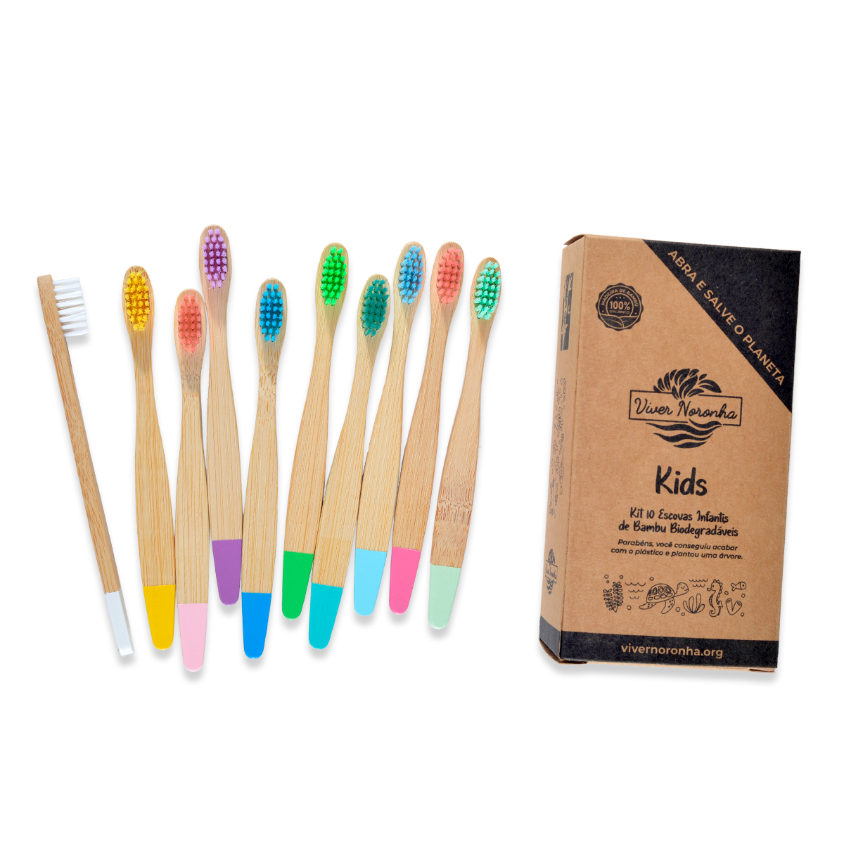 10 Escovas de Bambu 2.0 - Infantil - Frete Grátis