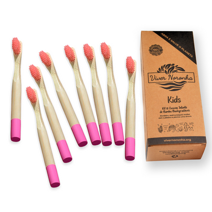 10 Escovas de Bambu Cilíndricas - Infantil - Frete Grátis