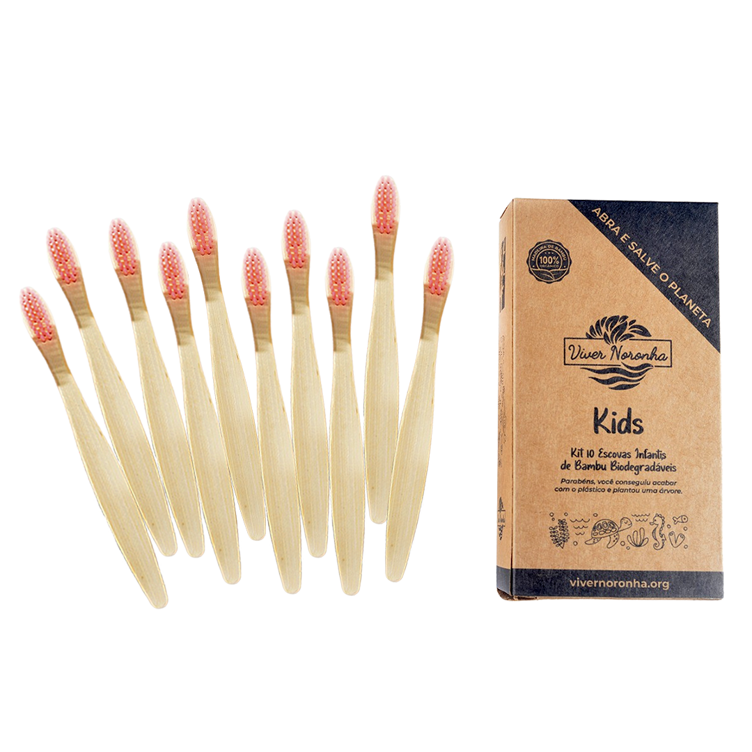 10 Escovas de Bambu - Infantil - Frete Grátis