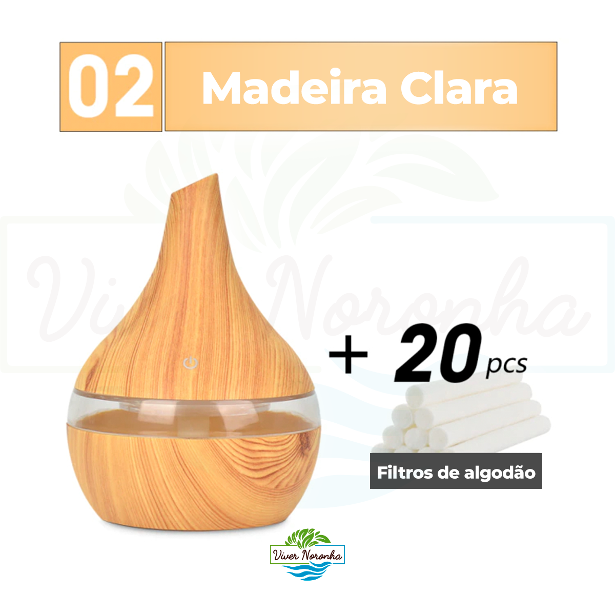 Kit Umidificador Madeira + 20 Filtros - Frete Grátis