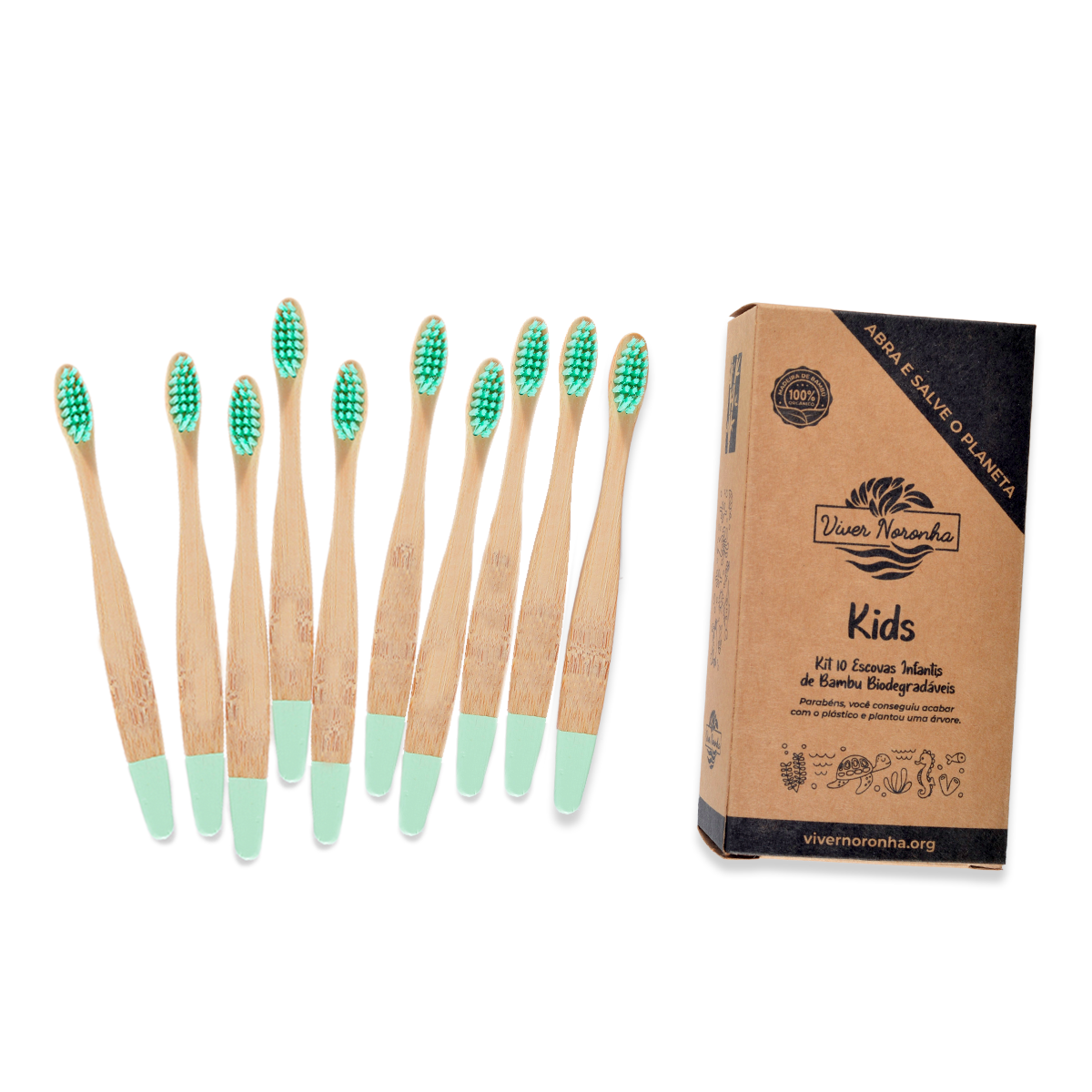 10 Escovas de Bambu 2.0 - Infantil - Frete Grátis